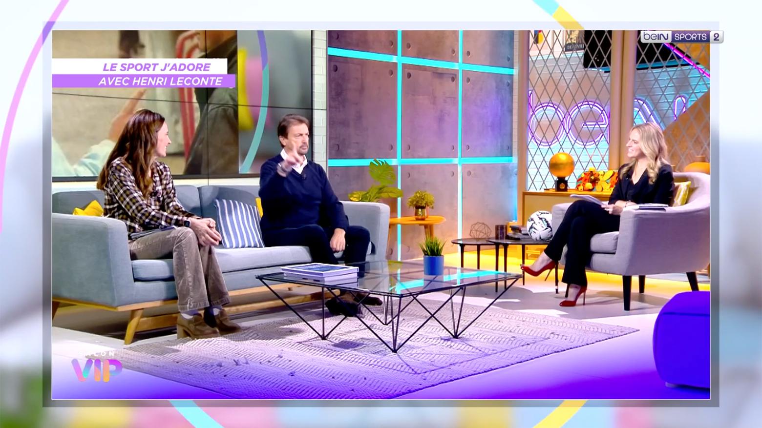 Claire Arnoux wearing red Kendrick pumps on beIN Sports